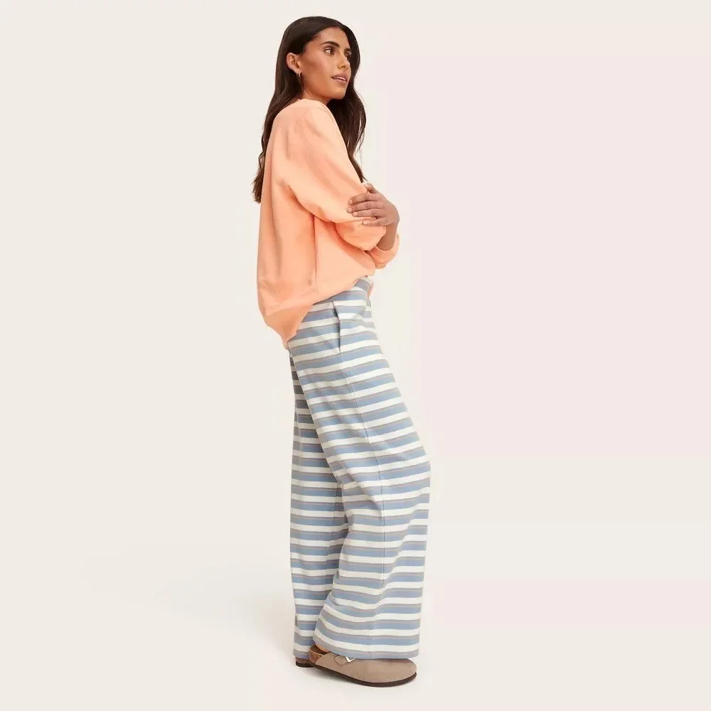 Parke Target Women L Large Boxer Knit Sweatpants Blue/Orange Striped Sweat Pants